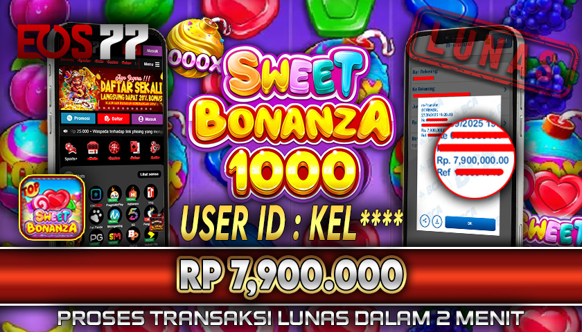 SELAMAT! JACKPOT RP. 7.900.000 LUNAS! SLOT GAME SWEET BONANZA 1000