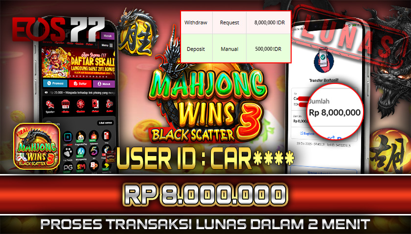SELAMAT! JACKPOT RP. 8.000.000 LUNAS! SLOT GAME MAHJONG WINS 3