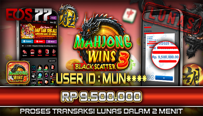 SELAMAT! JACKPOT RP. 9.500.000 LUNAS! SLOT GAME MAHJONG WINS 3