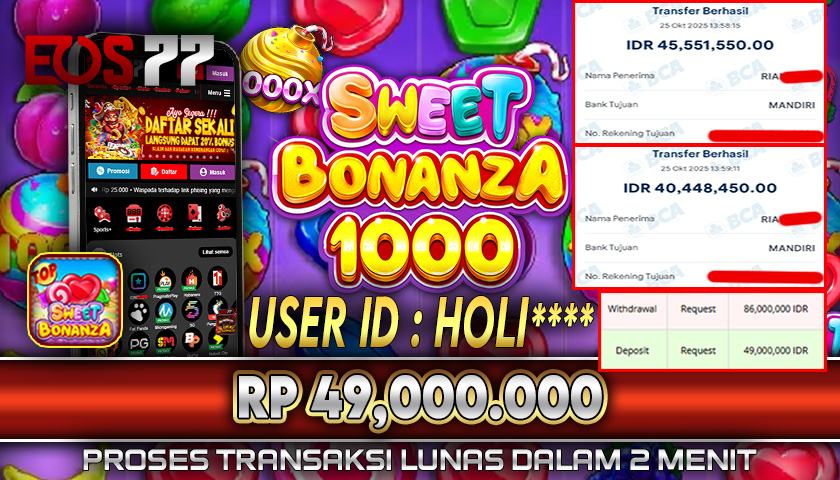 SELAMAT! JACKPOT RP. 49.000.000 LUNAS! SLOT GAME SWEET BONANZA 1000