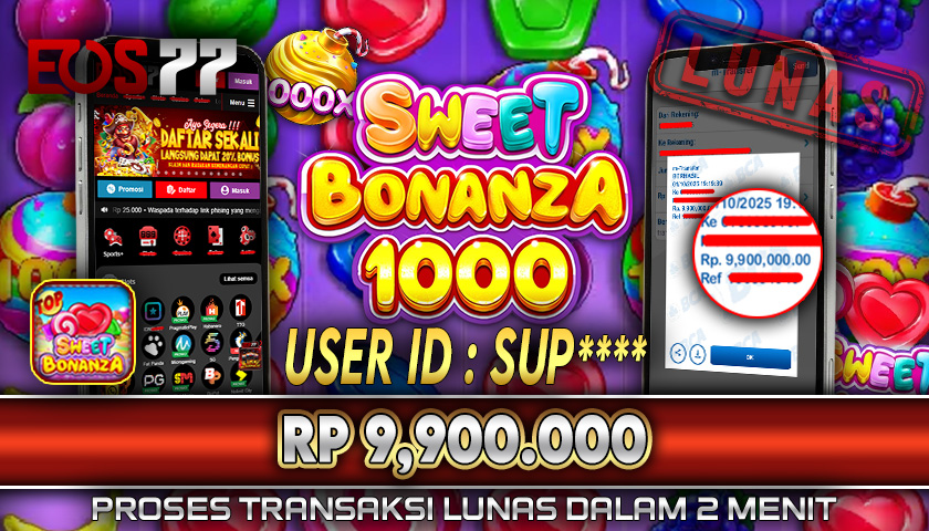 SELAMAT! JACKPOT RP. 9.900.000 LUNAS! SLOT GAME SWEET BONANZA 1000