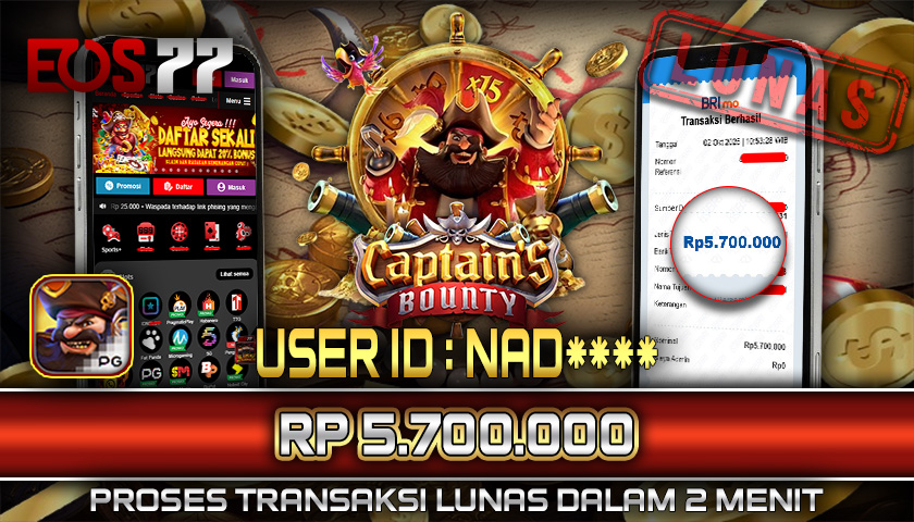 SELAMAT! JACKPOT RP. 5.700.000 LUNAS! SLOT GAME CAPTAIN’S BOUNTY