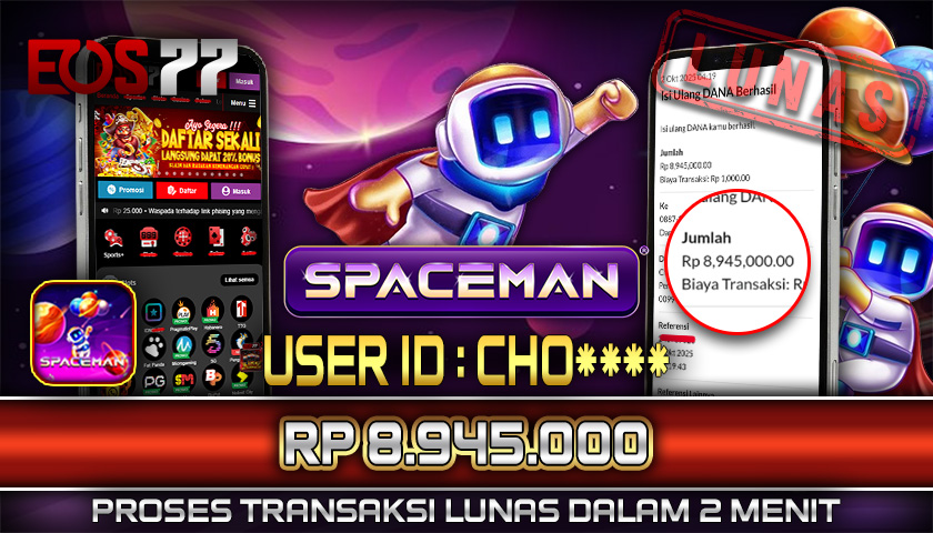 SELAMAT! JACKPOT RP. 8.945.000 LUNAS! SLOT GAME SPACEMAN