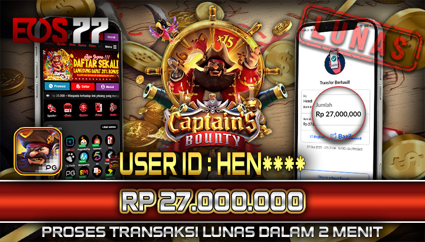 SELAMAT! JACKPOT RP. 27.000.000 LUNAS! SLOT GAME CAPTAIN’S BOUNTY
