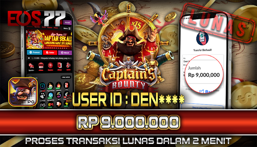 SELAMAT! JACKPOT RP. 9.000.000 LUNAS! SLOT GAME CAPTAIN’S BOUNTY