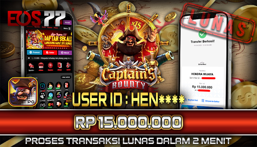 SELAMAT! JACKPOT RP. 15.000.000 LUNAS! SLOT GAME CAPTAIN’S BOUNTY