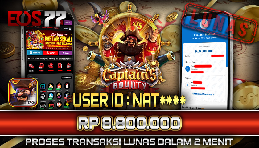 SELAMAT! JACKPOT RP. 8.800.000 LUNAS! SLOT GAME CAPTAIN’S BOUNTY