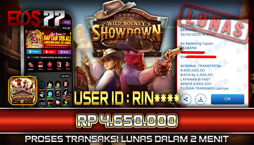 SELAMAT! JACKPOT RP. 4.650.000 LUNAS! SLOT GAME WILD BOUNTY SHOWDOWN