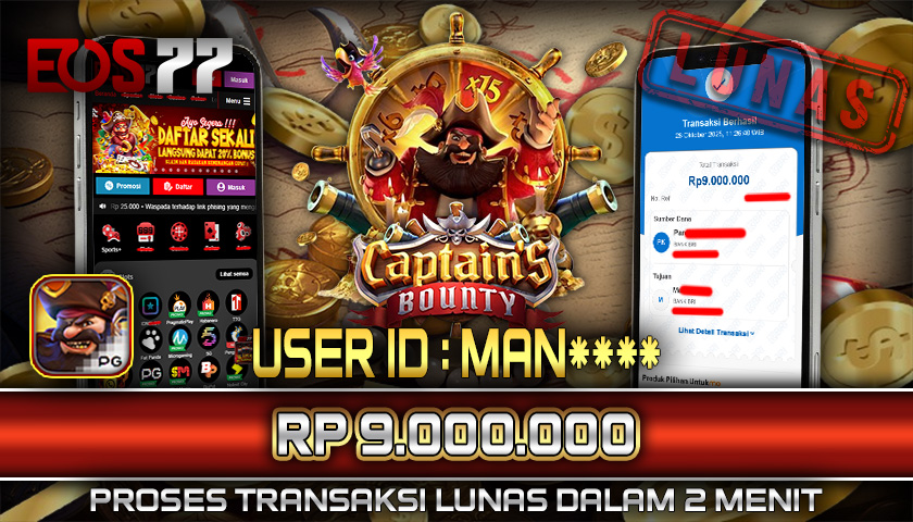 SELAMAT! JACKPOT RP. 9.000.000 LUNAS! SLOT GAME CAPTAIN’S BOUNTY