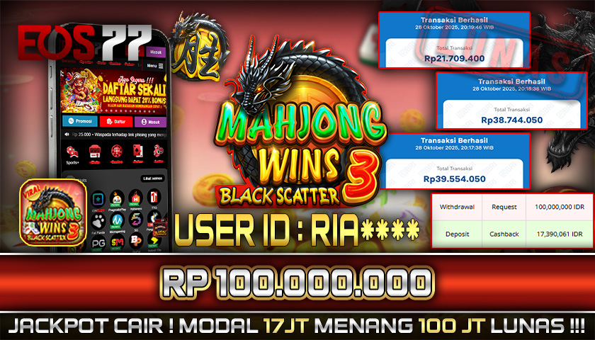 SELAMAT! JACKPOT RP. 100.000.000 LUNAS! SLOT GAME MAHJONG WINS 3
