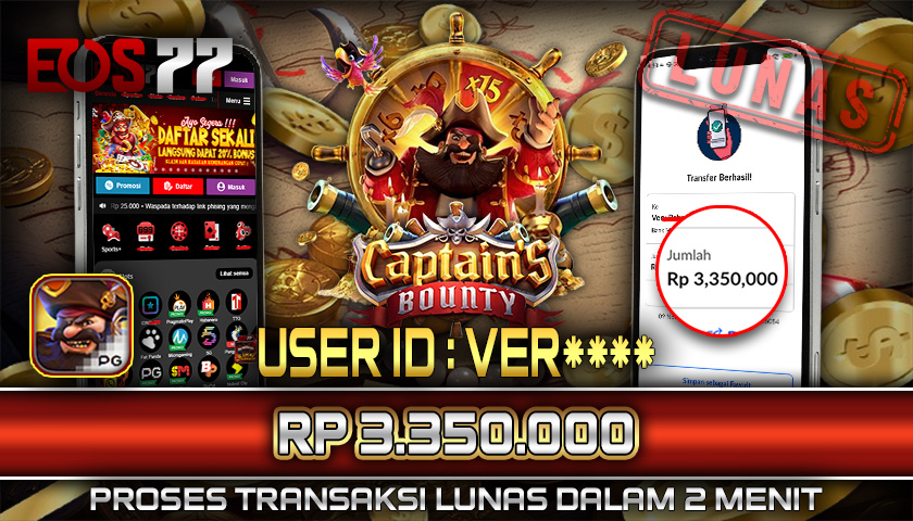 SELAMAT! JACKPOT RP. 3.350.000 LUNAS! SLOT GAME CAPTAIN’S BOUNTY