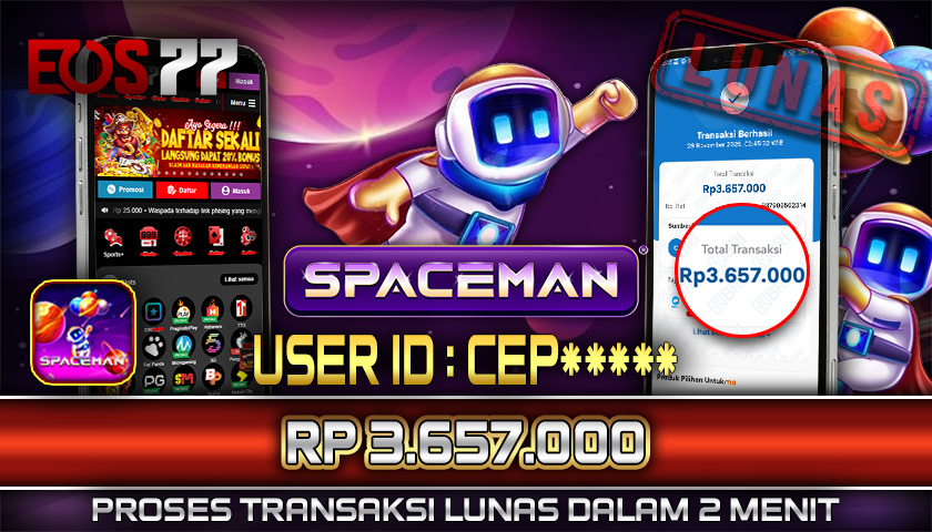 SELAMAT! JACKPOT RP. 3.657.000 LUNAS! SLOT GAME SPACEMAN