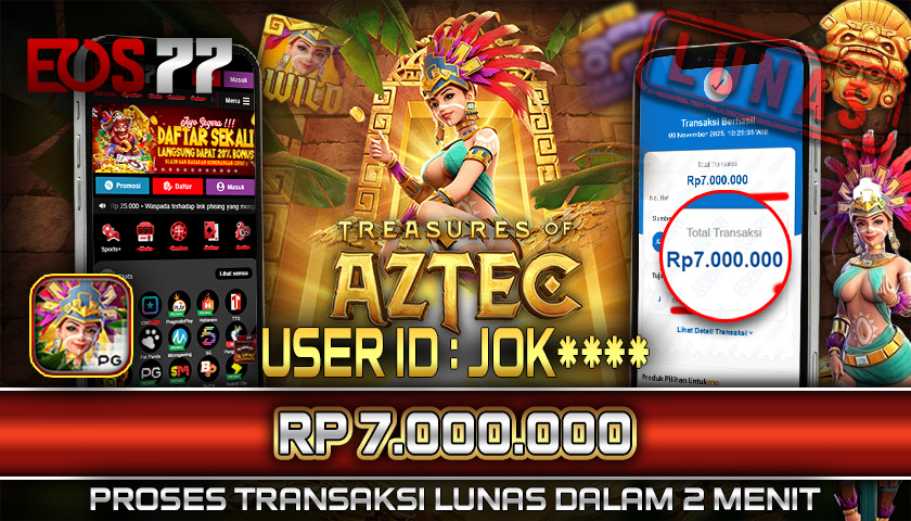 SELAMAT! JACKPOT RP. 7.000.000 LUNAS! SLOT GAME TREASURE OF AZTEC