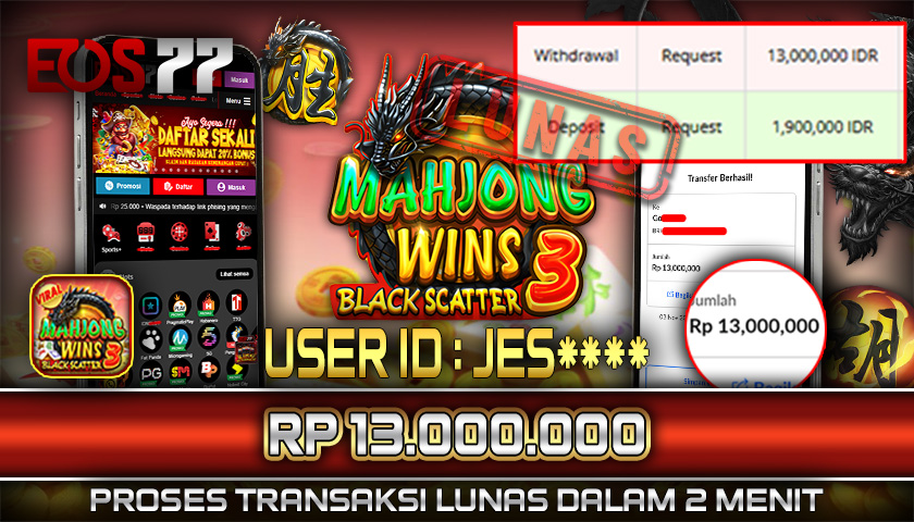 SELAMAT! JACKPOT RP. 13.000.000 LUNAS! SLOT GAME MAHJONG WINS 3