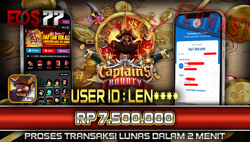 SELAMAT! JACKPOT RP. 7.500.000 LUNAS! SLOT GAME CAPTAIN’S BOUNTY