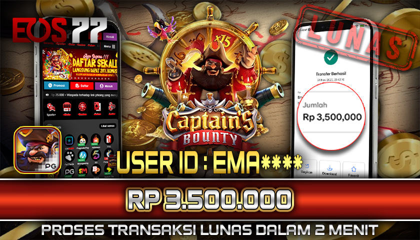SELAMAT! JACKPOT RP. 3.500.000 LUNAS! SLOT GAME CAPTAIN’S BOUNTY