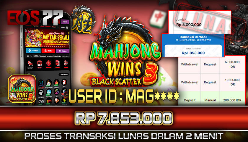 SELAMAT! JACKPOT RP. 7.853.000 LUNAS! SLOT GAME MAHJONG WINS 3