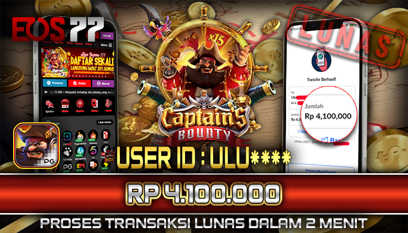 SELAMAT! JACKPOT RP. 4.100.000 LUNAS! SLOT GAME CAPTAIN’S BOUNTY