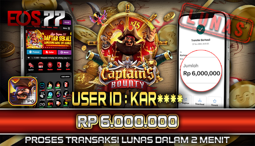 SELAMAT! JACKPOT RP. 6.000.000 LUNAS! SLOT GAME CAPTAIN’S BOUNTY