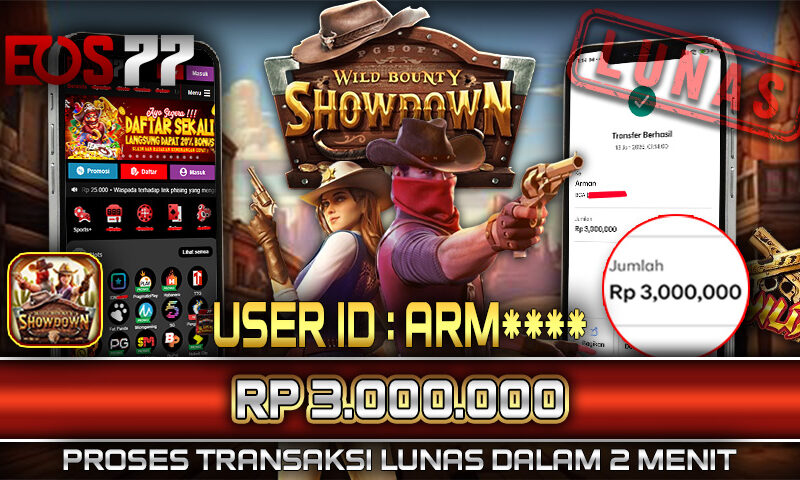 Slot EOS77 Jackpot Wild Bounty Showdown Menang Rp 3.000.000,- Lunas