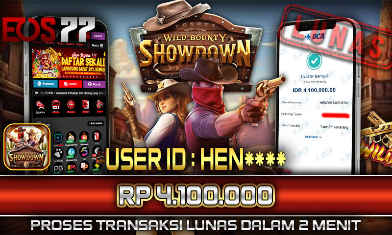 Slot EOS77 Jackpot Wild Bounty Showdown Menang Rp 4.100.000,- Lunas