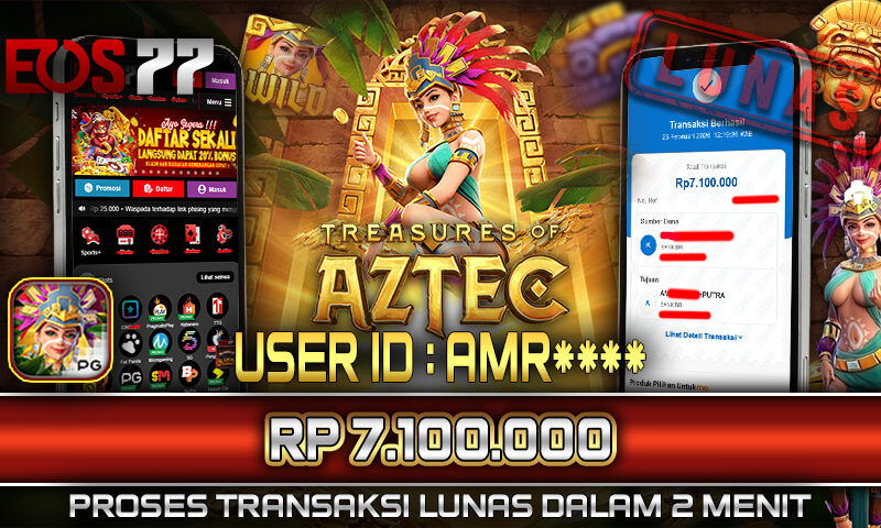 Slot EOS77 Jackpot Treasure of Aztec Menang Rp 7.100.000,- Lunas