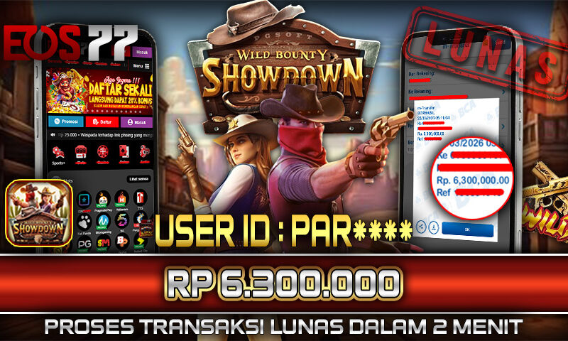 Slot EOS77 Jackpot Wild Bounty Showdown Menang Rp 6.300.000,- Lunas