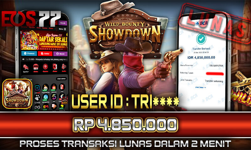 Slot EOS77 Jackpot Wild Bounty Showdown Menang Rp 4.850.000,- Lunas