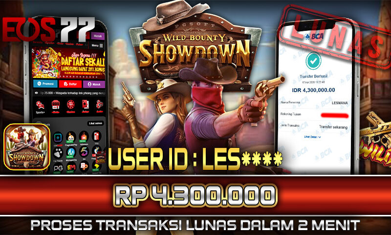 Slot EOS77 Jackpot Wild Bounty Showdown Menang Rp 4.300.000,- Lunas