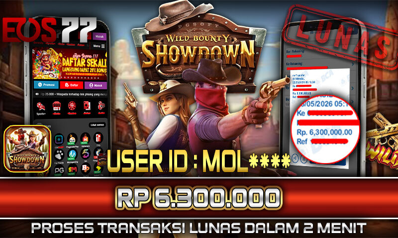 Slot EOS77 Jackpot Wild Bounty Showdown Menang Rp 6.300.000,- Lunas