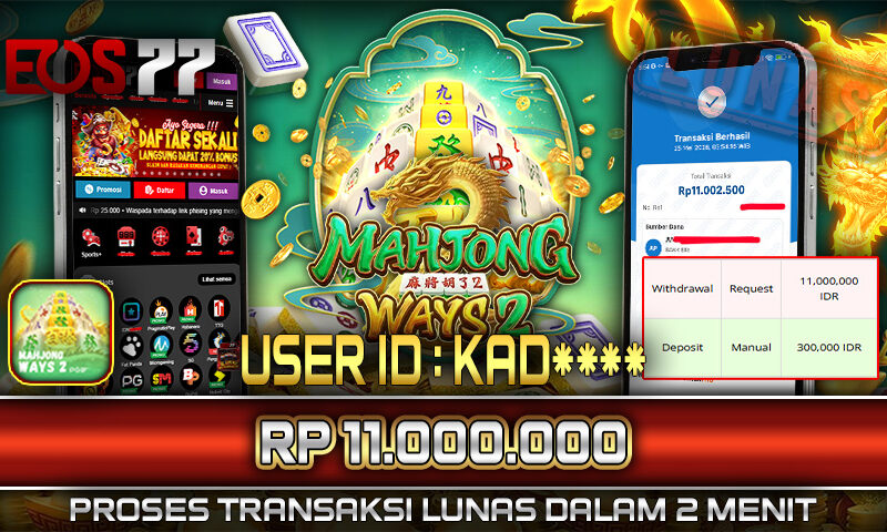 Slot EOS77 Jackpot Mahjong Ways 2 Menang Rp 11.000.000,- Lunas