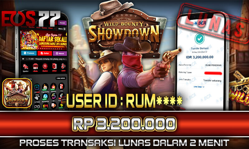 Slot EOS77 Jackpot Wild Bounty Showdown Menang Rp 3.200.000,- Lunas