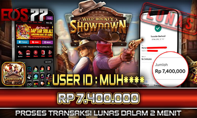 Slot EOS77 Jackpot Wild Bounty Showdown Menang Rp 7.400.000,- Lunas