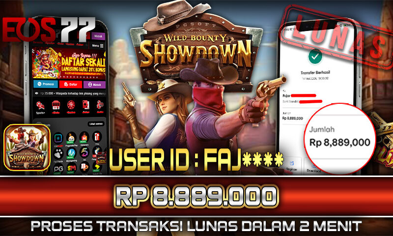 Slot EOS77 Jackpot Wild Bounty Showdown Menang Rp 8.889.000,- Lunas