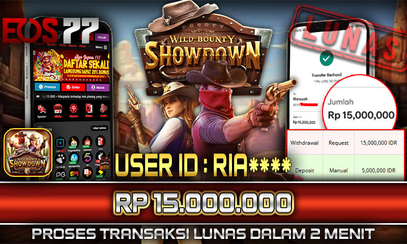 Slot EOS77 Jackpot Wild Bounty Showdown Menang Rp 15.000.000,- Lunas