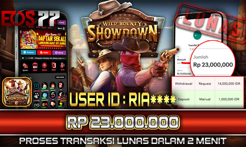 Slot EOS77 Jackpot Wild Bounty Showdown Menang Rp 23.000.000,- Lunas
