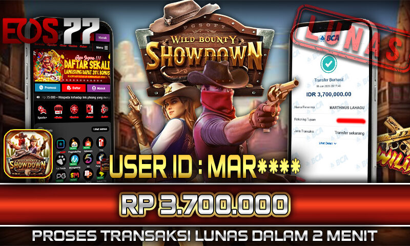 Slot EOS77 Jackpot Wild Bounty Showdown Menang Rp 3.700.000,- Lunas